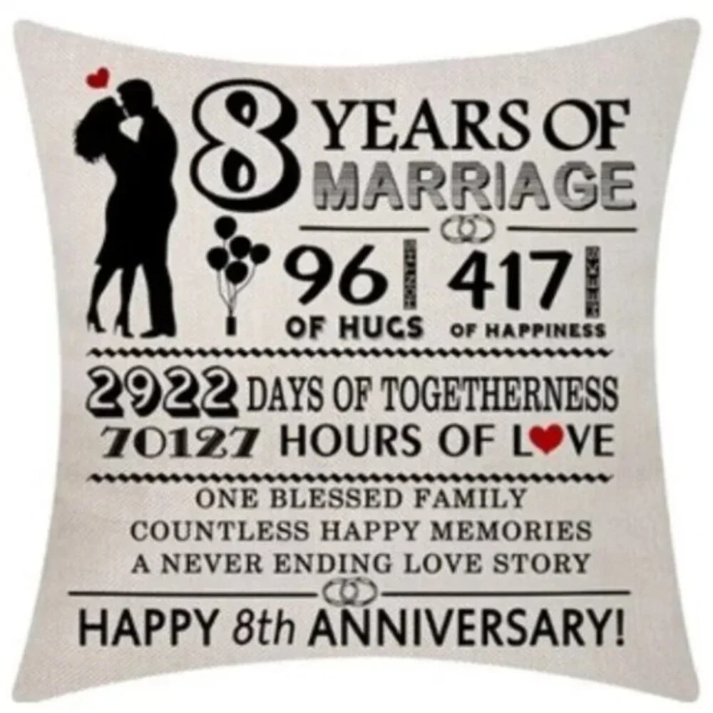 Wedding Anniversary Throw Pillow Cover 18x18 Inch - NIP